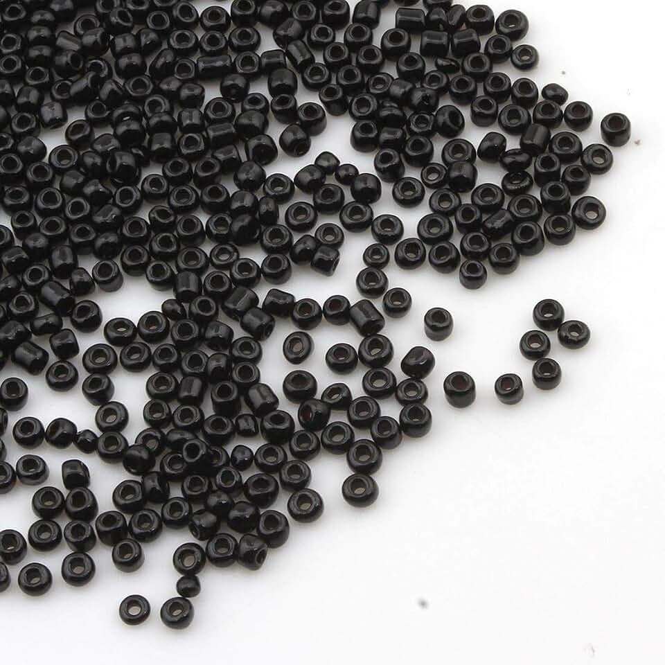 Perlin Rocailles Glasperlen Indianerperlen Saatperlen Pony Perlen 2mm Opak Matt 11/0 Opak gelüstert, Opaque Seed Beads 6500 Stk (Schwarz)