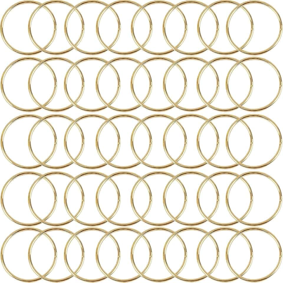 40Pcs Metallringe zum Basteln, BetterJonny 5cm Metallringe Drahtringe Deko Ringe Makramee Zubehör Deko Metall Ringe zum Aufhängen für Traumfänger Ring Makramee Ring Wickeltechnik Hochzeitskranz, Gold