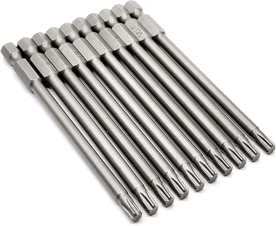 10PCS 4"/100mm T25 Torx Head Screwdriver Bit Set, 1/4 Inch Hex Shank with Quick Release Slot,S2 Steel Magnetic Security Tamper Proof Star 6 Point Screw Driver Kit Tools