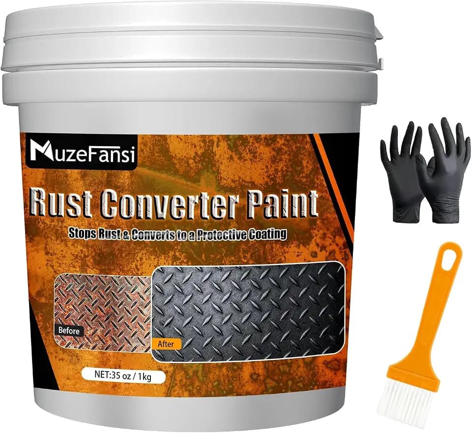 Souvik 2-in-1 Rostumwandler & Metall Grundierung, 1L Schwarze Rostschutzfarbe & Rostentferner für Metall & Auto, Wasserbasierter Metallschutzlack, Hitzebeständige Rostschutzgrundierung & Versiegelung