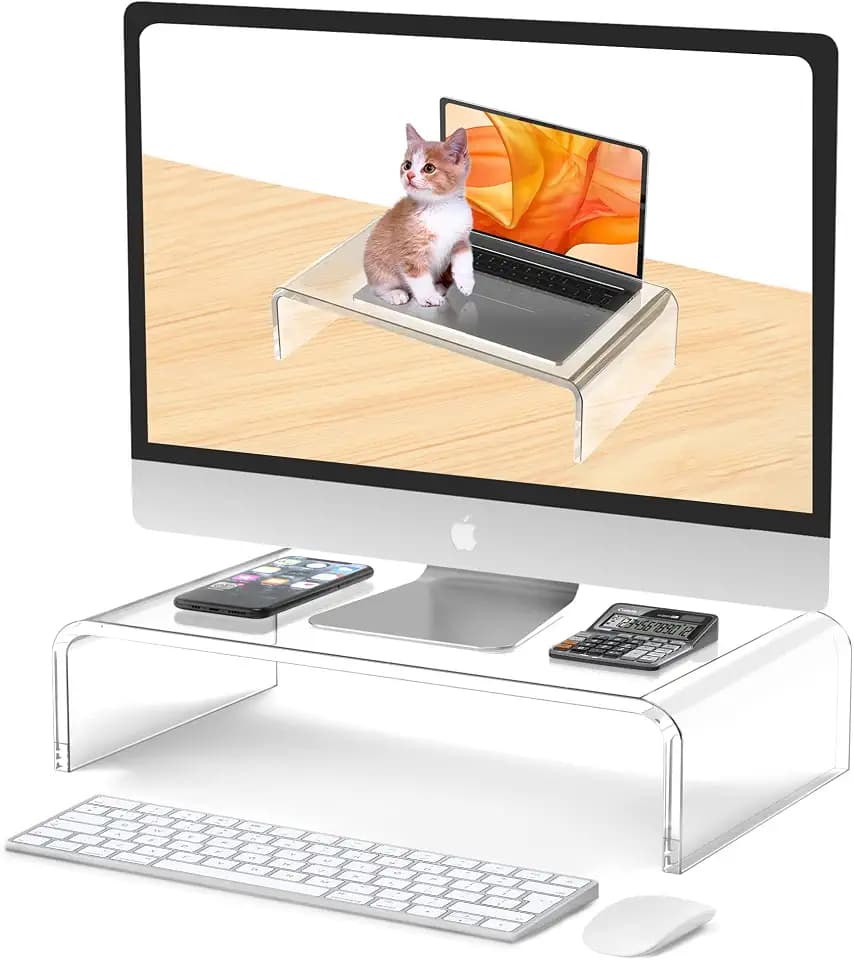 Acrylic Monitor Stand Riser Clear Laptop Stand Riser L14 xW7.5 xH4