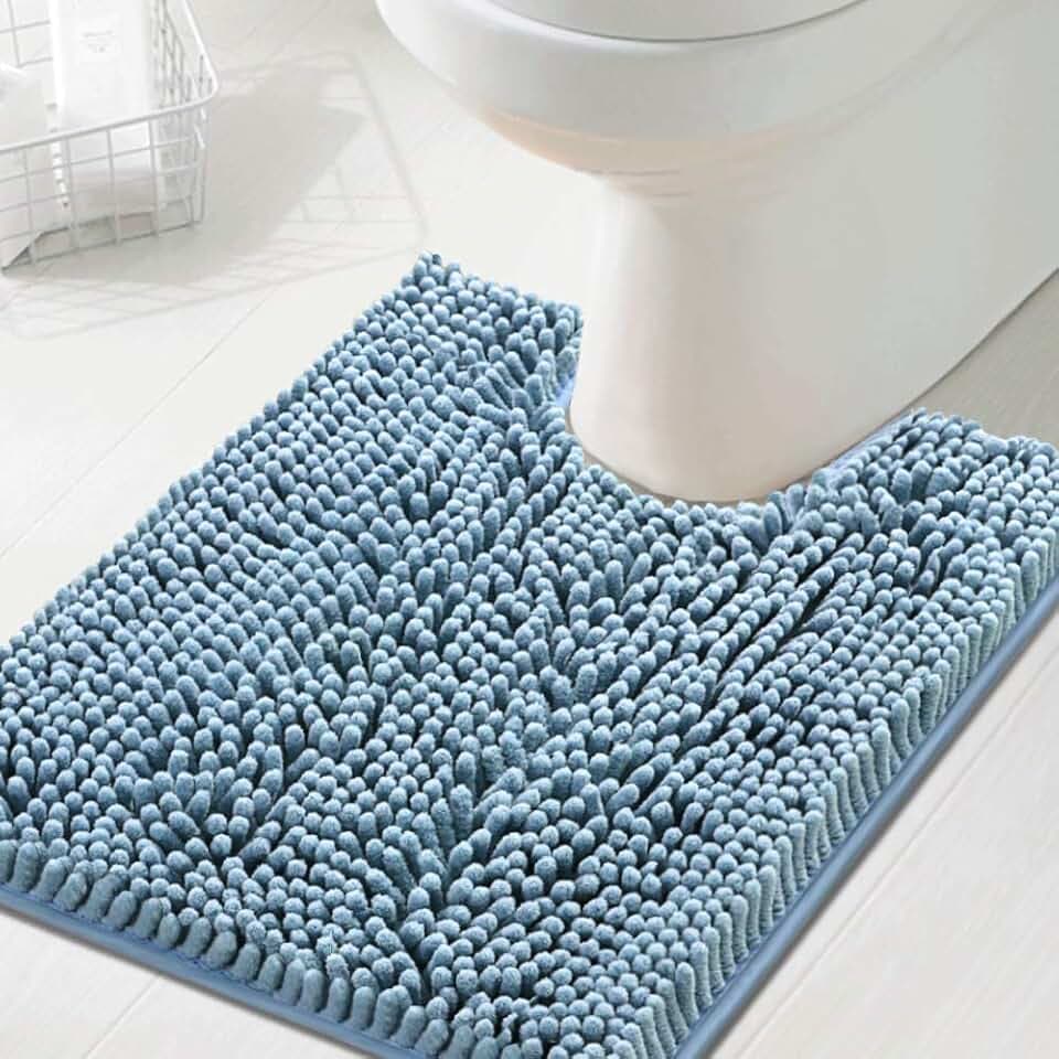 H.VERSAILTEX Chenille Bath Mat Set Non Slip 20"x24"U, Cool Blue