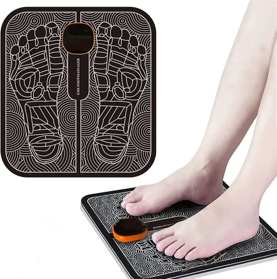 EMS Fußmassagegerät, USB Fussmassagegerät Elektrisch Faltbares und Tragbares Foot Massager, Fördert die Blutzirkulation, Lindert Muskelschmerzen, 8 Modi und 19 Intensitäten