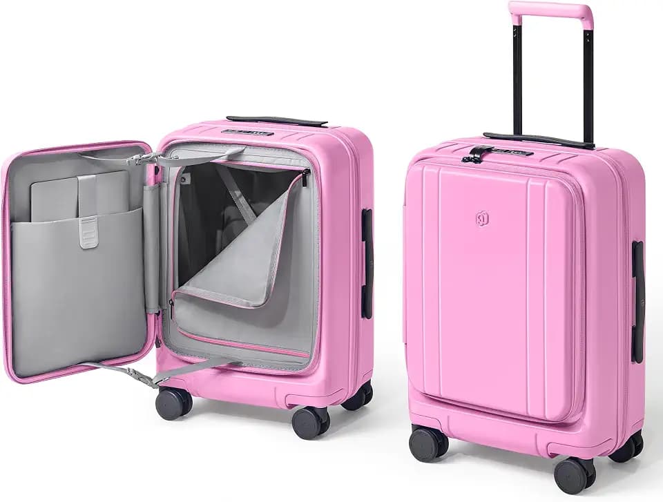 NINETYGO Carry On Luggage 22x14x9 Airline Approved, Top Opening Luggage 20 Inch Suitcase, Expandable, PC Hard Shell, Larger Capacity Carryon, TSA Lock, 360° Spinner Wheels (Pink,HBP)