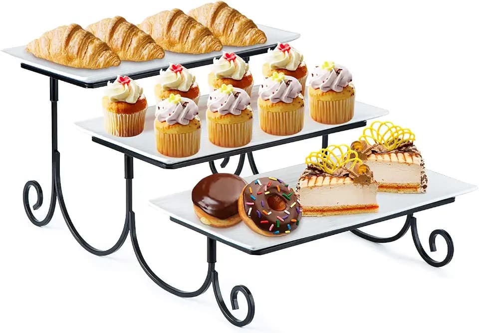 SRIWATANA 3 Tier Dessert Stand for Parties, Tiered Serving Platter Cake Display Tray for Cupcake, Food, Fruit