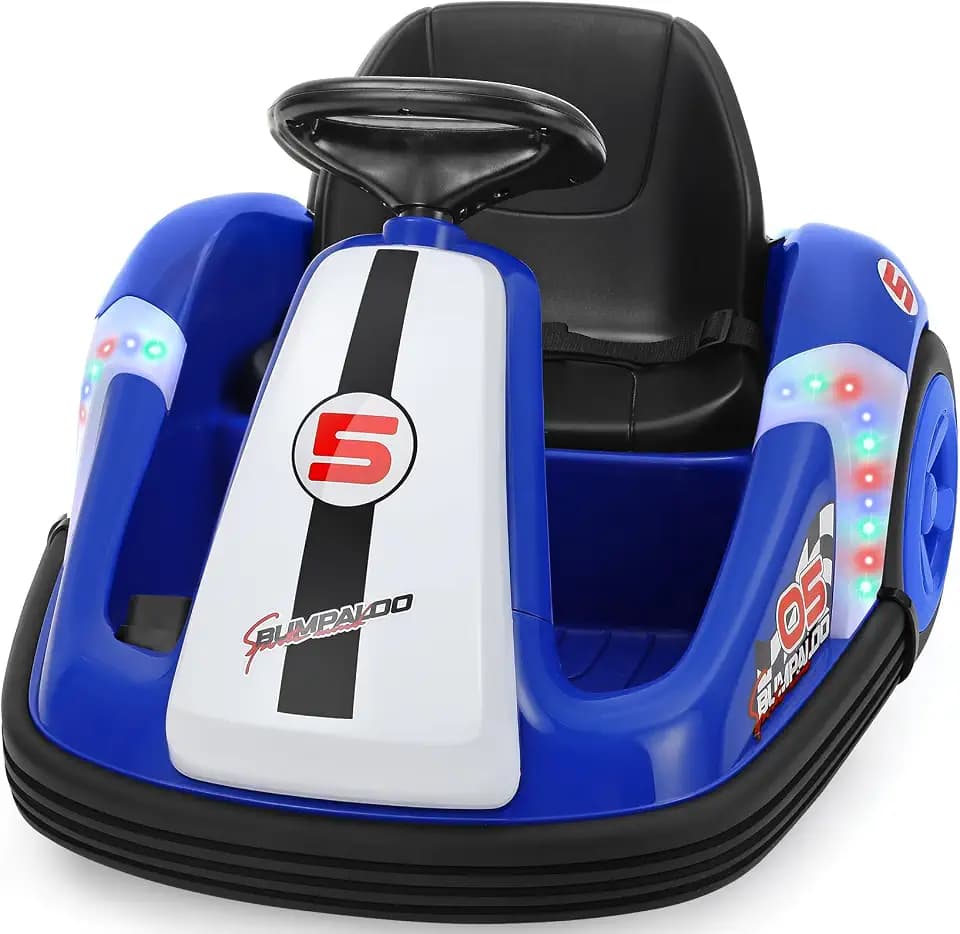 ELEMARA Kids Bumper Car with Big Wheel, 2.2 Mph Max, 12V Toddler Bumper Cars with Remote, Baby Bumping Toy Car with DIY Stickers, Music, Bluetooth,360 Degree-Spin,LED Lights, Navy