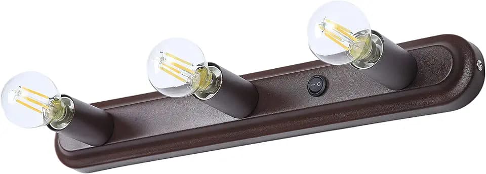 15'' RV Wall Sconce with 3 LED Bulbs (Included), 12V RV Vanity Light Fixture with ON/Off Switch, 12Volts RV Interior Light for RV, Boat, Marine, Motorhome, Caravan, Brown Finish