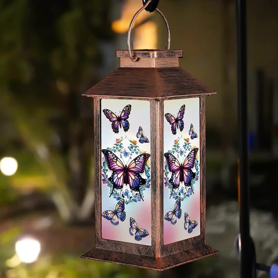 Solar Lantern Outdoor Waterproof Hanging Light Birthday Gifts Butterfly