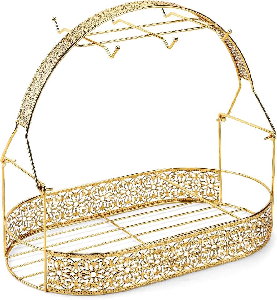CHENP.HMC Coffee Mug Holder Mug Holders for Counter Coffee Rack Cup Holder Stand Dishes Organizer Steel Wire Rack Display Stand Service for Tea Cups