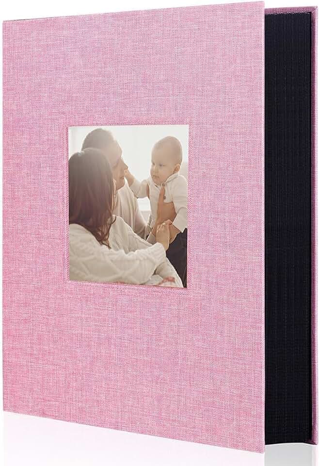 Miaikoe Fotoalbum 10x15 300 Leinen Album Slip in für Familie Hochzeitstag Album Buch Holds 300 Horizontal 10x15cm Fotos Rosa