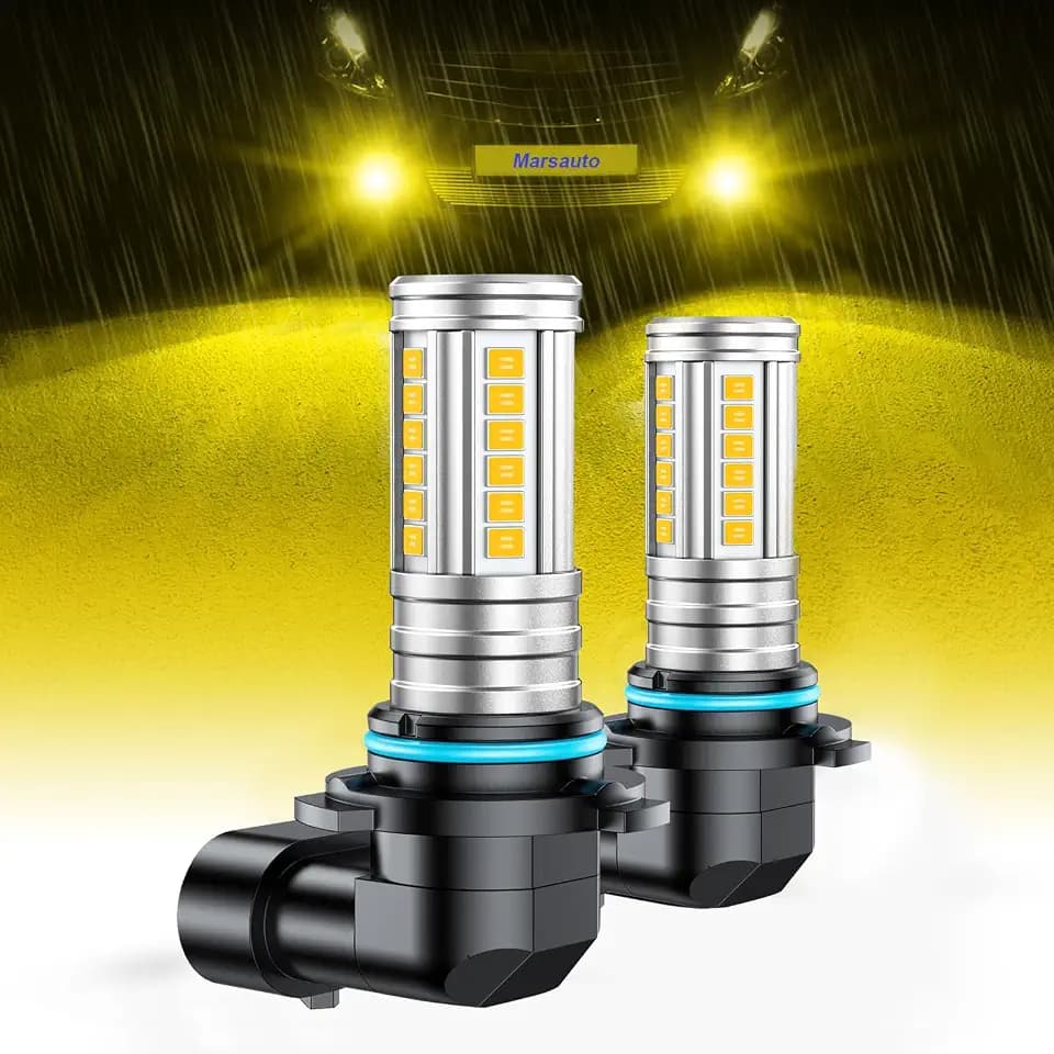 Marsauto 9145 H10 LED Fog Lights Bulbs Yellow, 12,000LM 9140 9145 LED Fog Light Bulbs, 360° Illumination 600% Bright 3000K Amber, Upgraded 60 Pcs Chips 9145 H10 Yellow Fog Lights, Accessory Light Kits