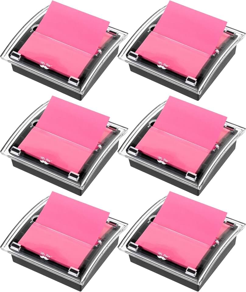 Mr. Pen- Pop Up Note Dispenser, 3" x 3", 6 Pack, Black Base, Clear Top