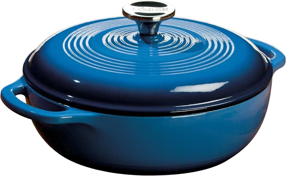 Lodge Essential Enamel Cast Iron Dutch Oven, 3 Quart, Caribbean Blue
