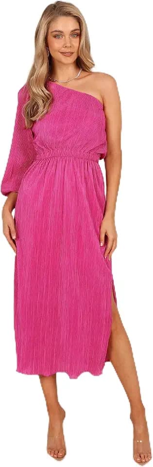 Petal & Pup Women's Pontee One Shoulder Pleated Midi Dress