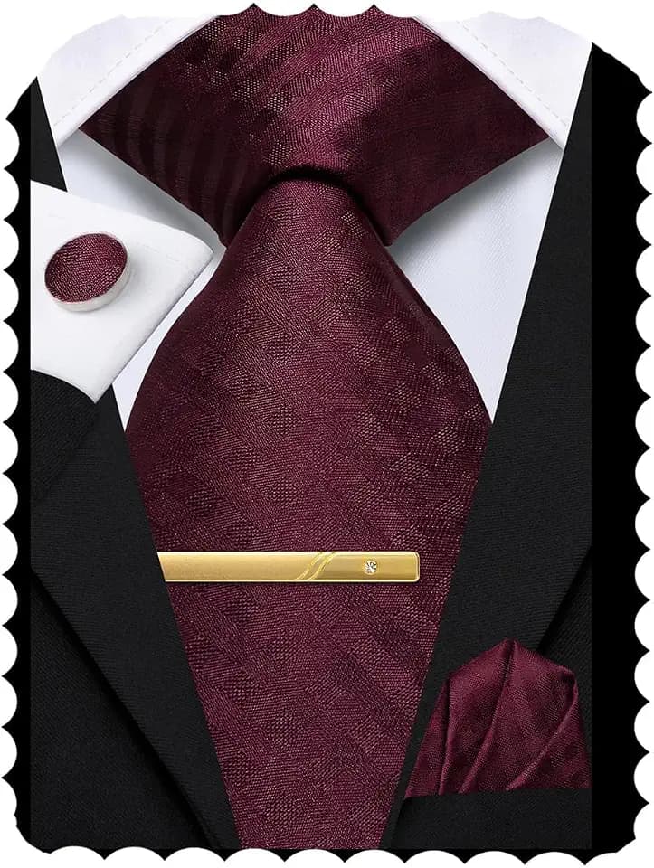 Hi-Tie 177,8 cm extra lange Krawatten für Herren, Seide, Herren, lange Krawatten und Einstecktuch, Manschettenknöpfe, Clipnadel-Set, Krawatte für Business