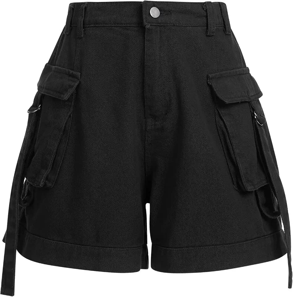 FYMNSI Damen Sommer Cargo Shorts Kurze Hosen Militär Casual Elastische Taille Freizeithose mit Taschen Baumwolle Outdoorhose S-2XL