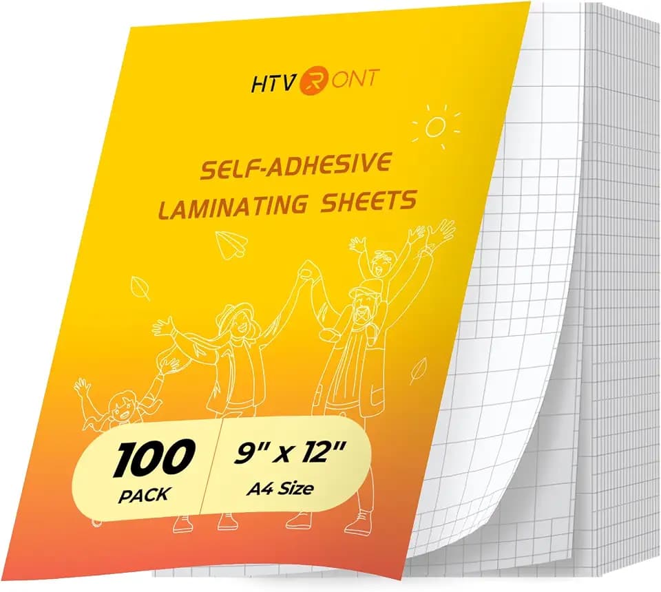 HTVRONT Self-Adhesive Laminating Sheets, 100 Pack, 9"x12", 5mil