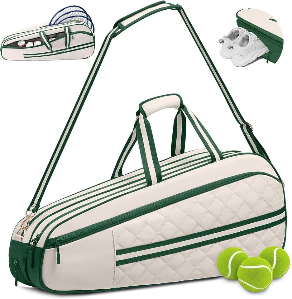 Sucipi Quilted Tennis Bag for Women & Men, Holds 3‑6 Tennis Rackets
