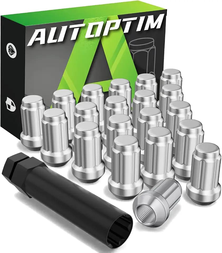 AUTOPTIM 7/16-20 Spline Lug Nuts - 20Pcs Chrome Closed End Nuts with Socket
