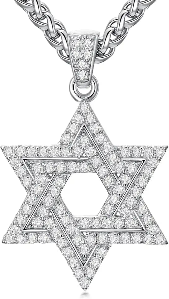 Star of David Necklace for Men 925 Sterling Silver Jewish Star Jewelry for Dad Husband Christmas Birthday Gift