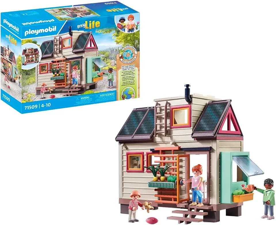 PLAYMOBIL myLife 71509 Tiny Haus, vielfältig eingerichtetes Familienhaus mit detailgetreuem Zubehör, Minihaus mit Garten, nachhaltiges Spielzeug für Kinder ab 4 Jahren