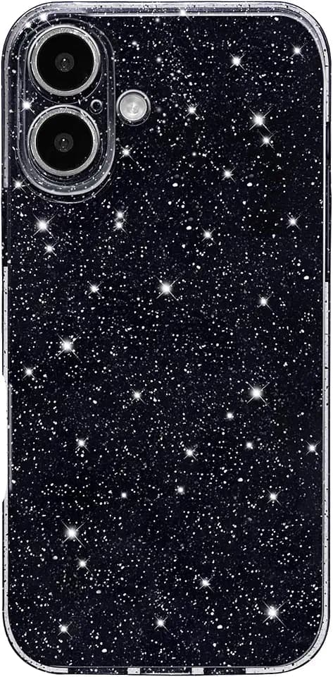 Hython Case for iPhone 17 Case Glitter Cute Sparkly Shiny Bling Sparkle Phone Cases 6.3", Thin Slim Fit Soft TPU Bumper Shockproof Rubber Protective Cover for Women Girls Girly, Black