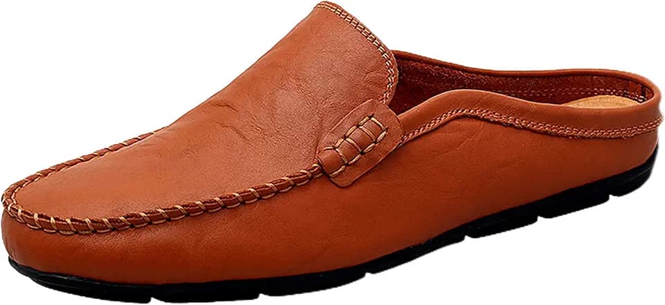 Go Tour Mens Mules Clog Slippers Breathable Punching Leather Slip on Shoes Casual Loafers