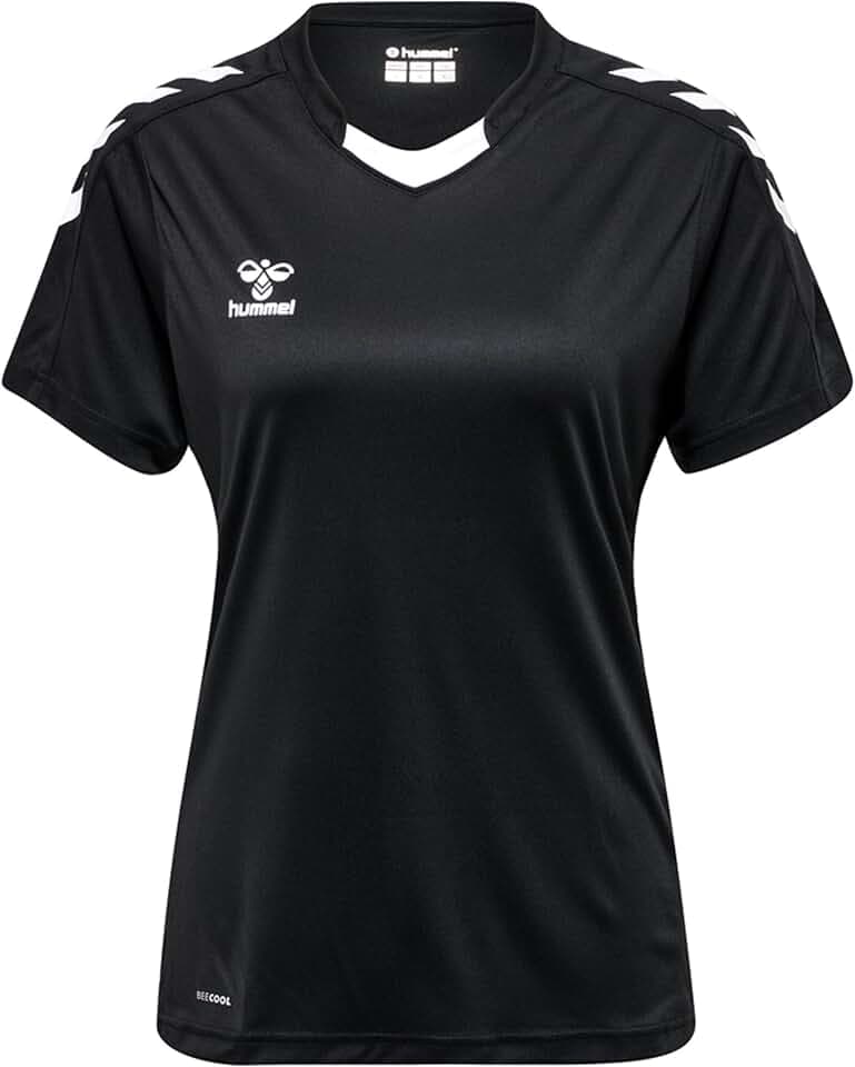 hummel Core XK Poly Jersey Sportshirt Damen Kurzarm - T-Shirt für Sport, Gym, Fitness - Trikot aus 100% Polyester - Sportkragen mit Fronteinsatz - Atmungsaktiv & Schnelltrocknend