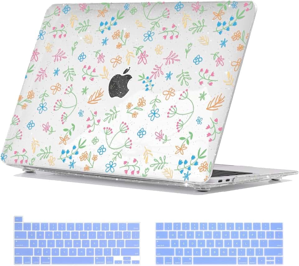 Floral Pattern Glitter Case for 2016-2022 MacBook Pro13 M2/M1/A2338