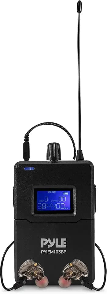 Pyle Wireless in-Ear Monitor Bodypack Receiver – IEM in Ear Monitor System with Dual Driver Earphones, 220 Frequencies, Stable Transmission, for Stage, Rehearsal, Studio - Compatible with PYIEM103