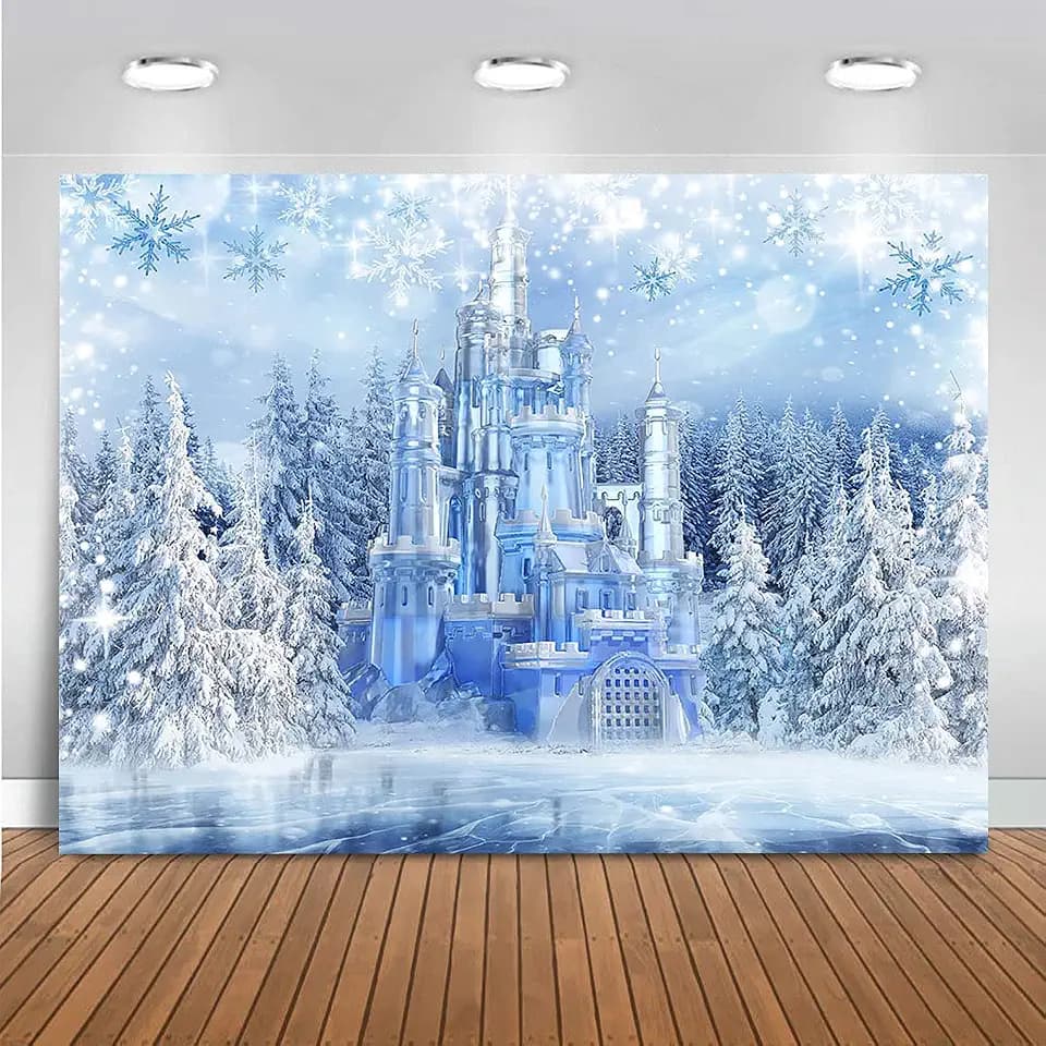 Mocsicka Winter Wonderland Backdrop Ice Castle Snowflake Photography Background for Kids Winter Wonderland Birthday Party Decorations Photo Studio Props