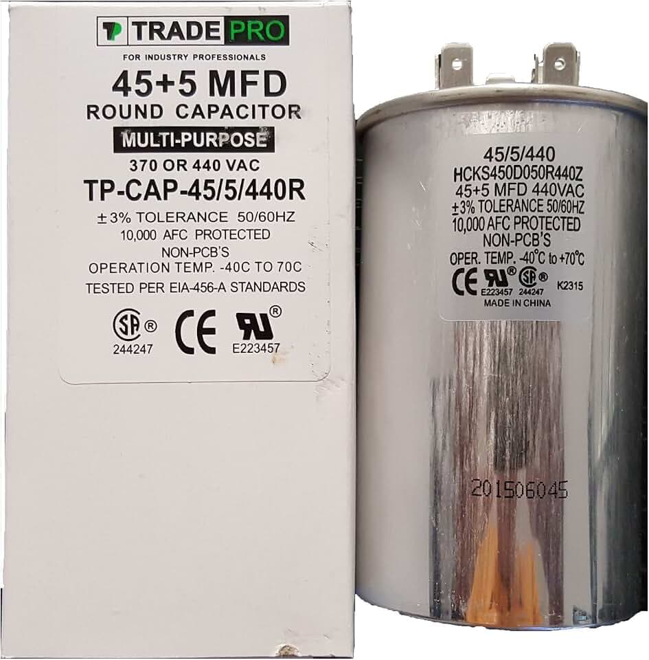 45+5 MFD 440 Volt Round Capacitor TP-CAP-45/5/440R