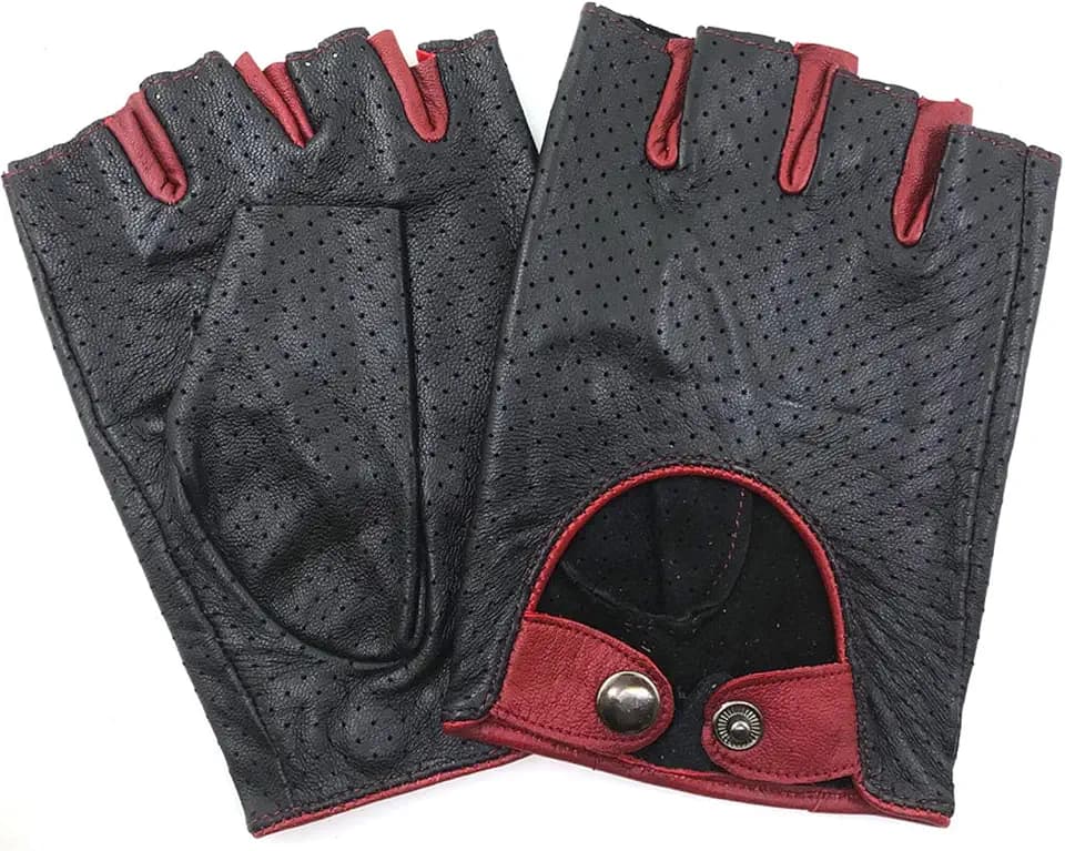 Herren-Lederhandschuhe Vollmaschige Fingerlose Halbfinger-Fahrhandschuhe