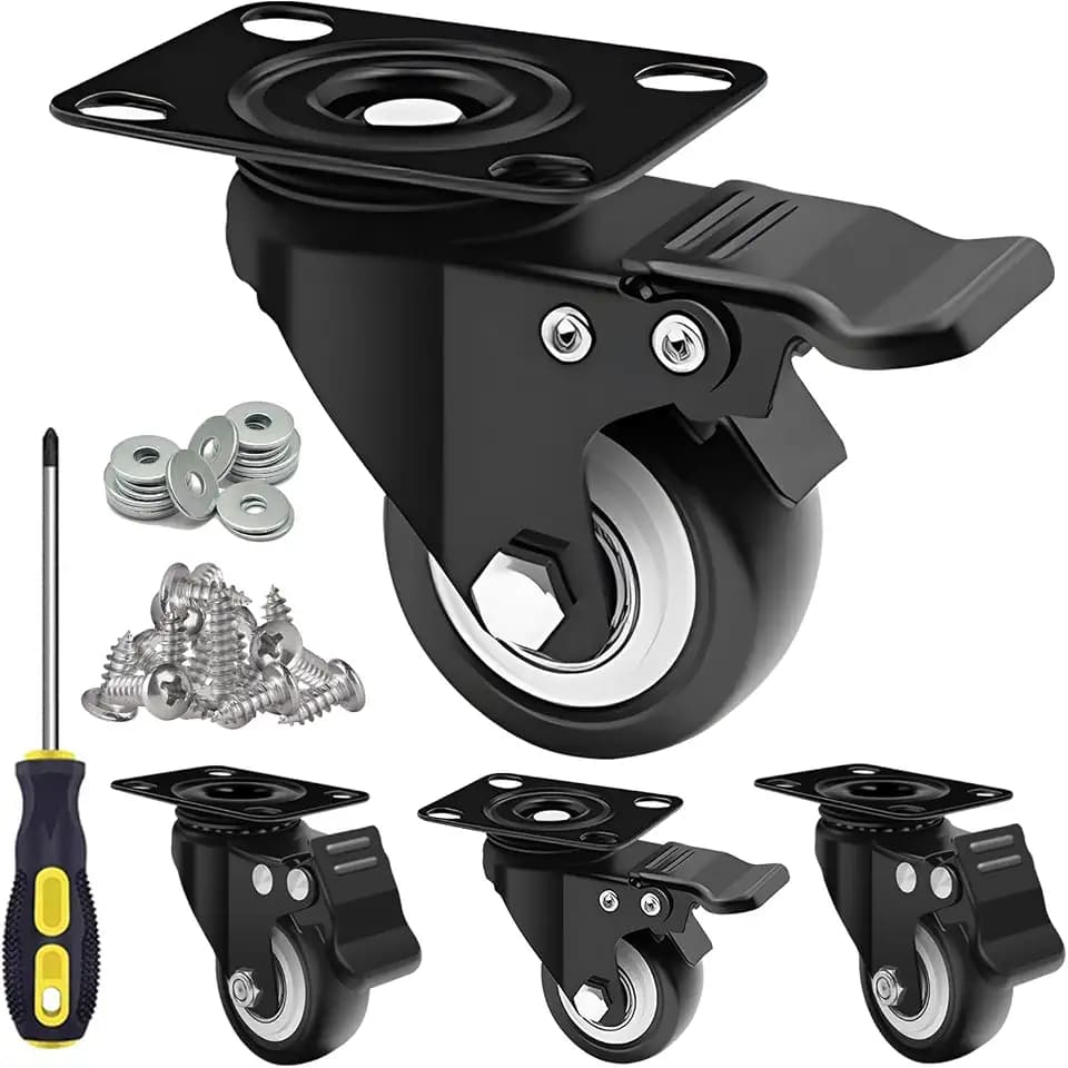 2 Inch Caster Wheel Set of 4,with Dual Brake,Swivel,Full Rotation