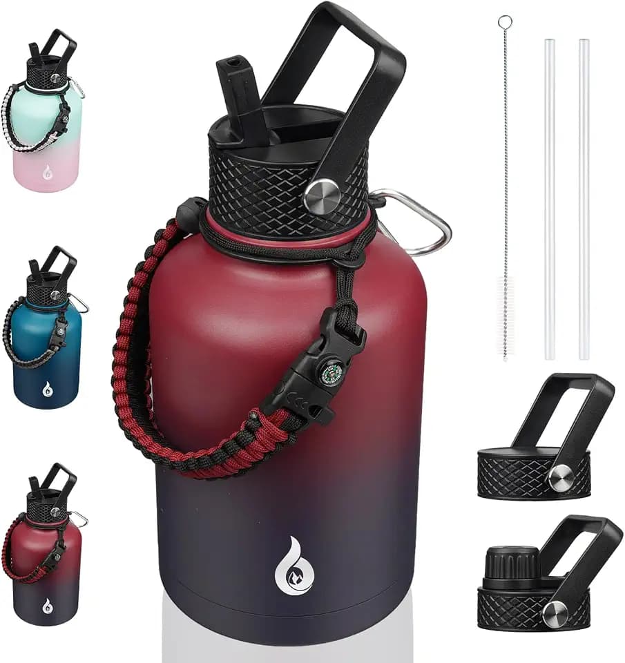 BJPKPK 50oz Insulated Water Bottle with Straw Lid Stainless Steel Water Jug