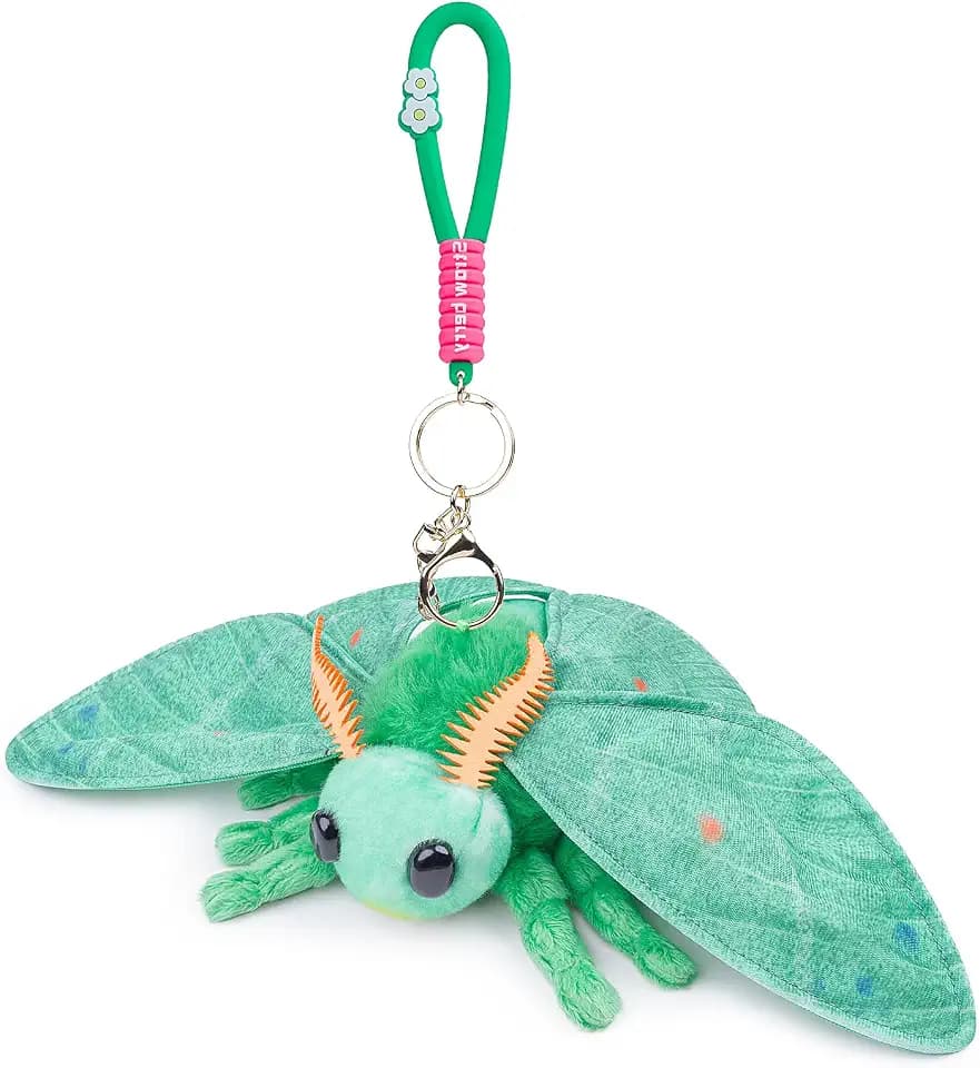 Little Emerald Moth Plush Toy - Realistic Emerald Moths Stuffed Animal Keychain Toys, Cute Plushie Figure as Gift for Your Friends