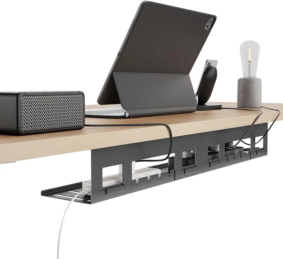 PEGZONE Under Desk Cable Management Tray, 31.5'' Screw-Mount Steel Rack