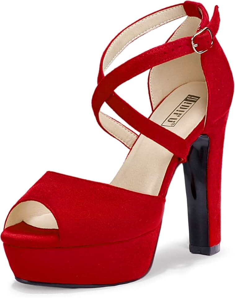 IDIFU Platform Block Chunky High Heels for Women Peep Toe Heeled Sandals