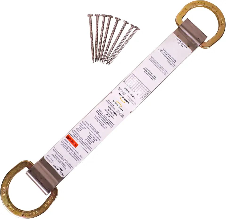 Guardian 00510 Double D Ring Ridge-It Roof Anchor Zinc-Plated Stainless Steel OSHA and ANSI Compliant 18 inches