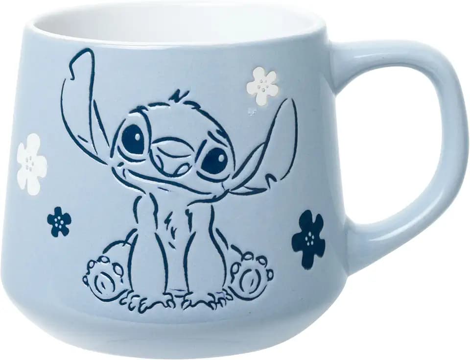 Silver Buffalo Disney Lilo and Stitch, Wax Resist Ceramic Pottery Mug, 18oz
