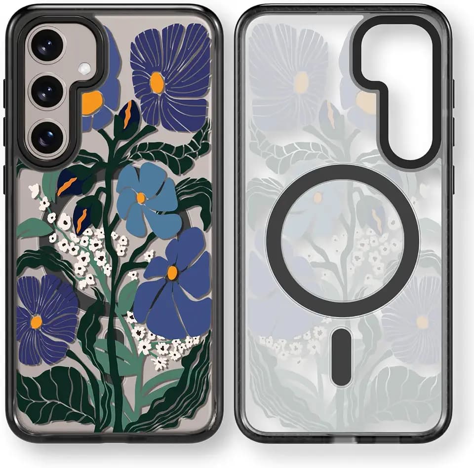 Rosarnnah for Samsung Galaxy S24 Case Aesthetic Black, Passiflora Caerulea