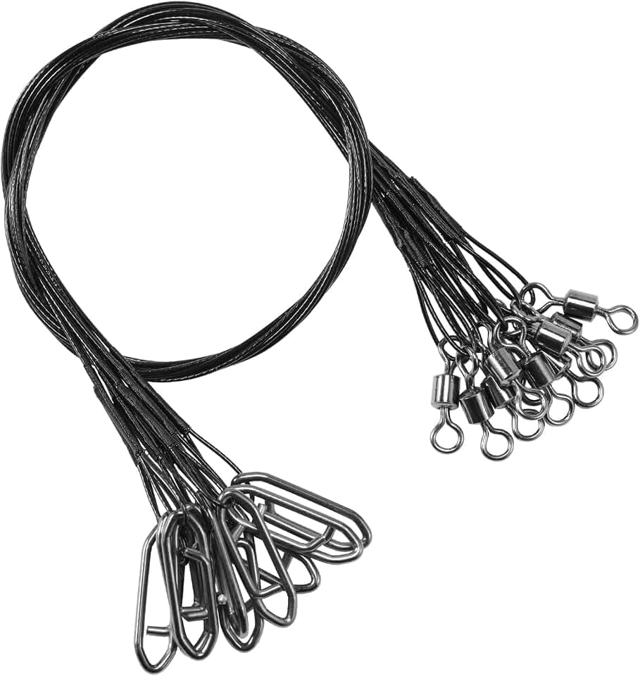 AMYSPORTS Steel Rigs Fishing Leaders Wire Stainless Lures Fishing Leader Heavy High Strength Wire Leaders Saltwater Black Nickel