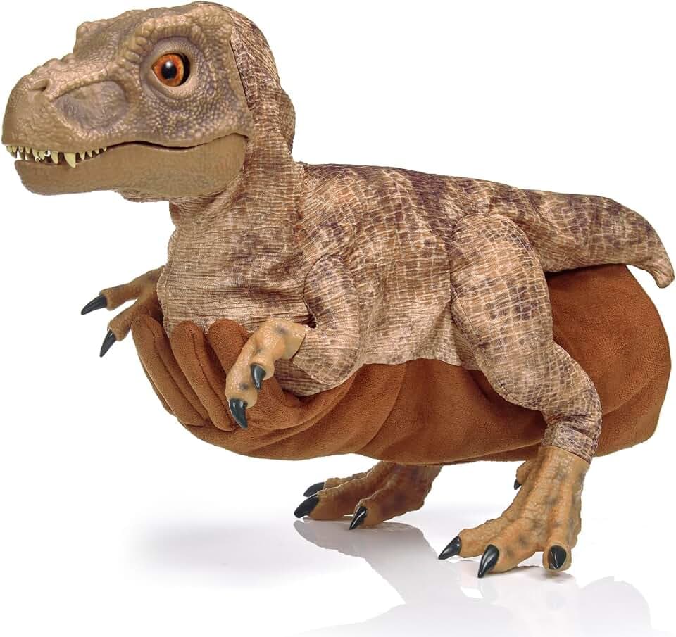 Wow! Stuff Jurassic World Baby T-Rex Dinosaurier Handpuppe, mit verstecktem Steuergriff & Handschuh, über 20 Sounds & Bewegungen, Größe ca. 58 cm, batteriebetrieben