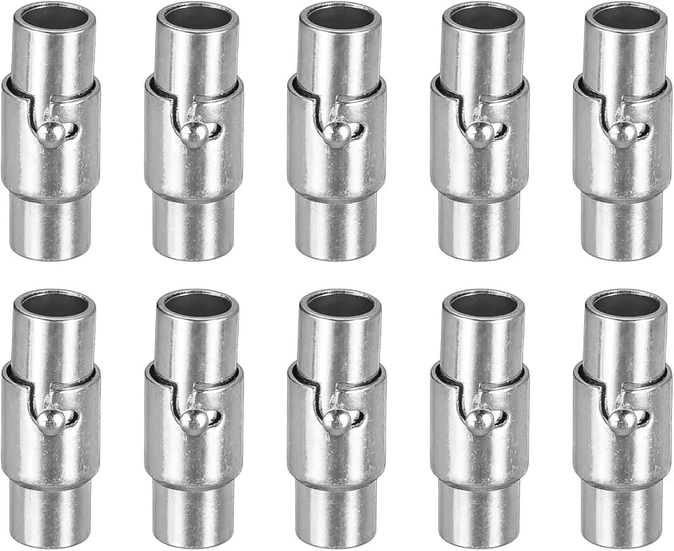 QUARKZMAN Leder Kordel Endkappen Armband Verschluss, 10 Stück 4mm Loch Magnetische Verschlüsse für Lederband, Kordel Endkappenn Verschluss für Armbänder Schmuckherstellung Basteln, Silber