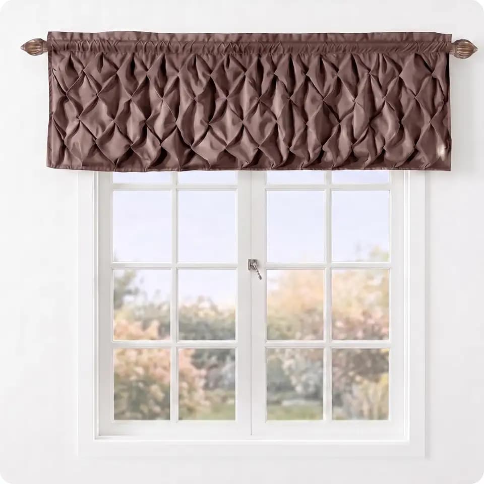 VCNY Home Pintuck Valance Curtain, Rod Pocket, Carmen Chocolate, 60 x 20 in