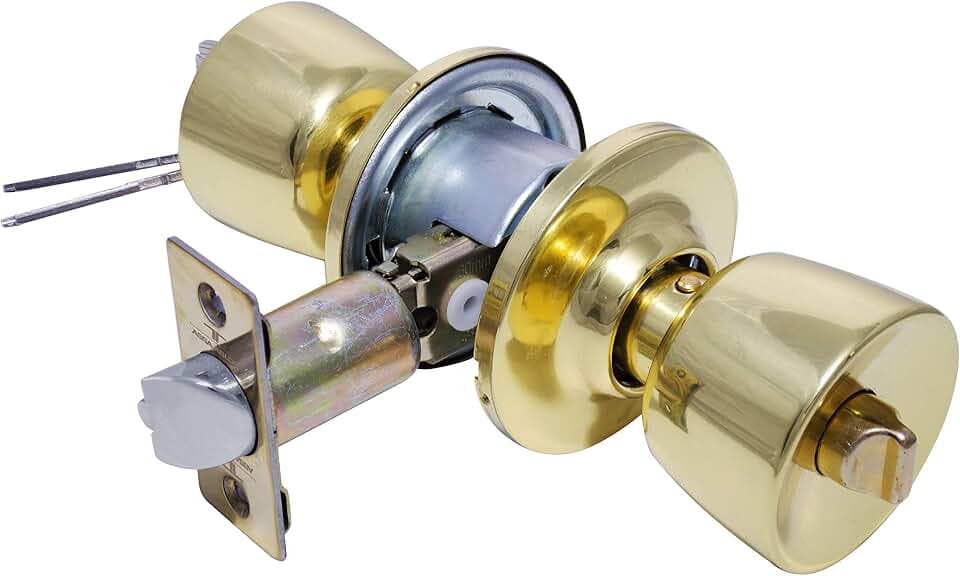 TESA 3500U0LP Türknauf-Set Tulipa, Messing poliert, 2-teilig, Funktion 00, reversible Montage, für Renovierung und Neubau