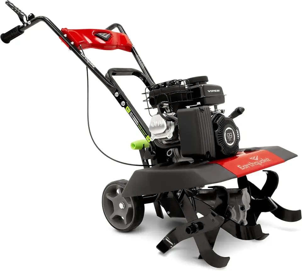 Earthquake 20015 Versa 2-in-1 Tiller Cultivator with a 99cc 4-Cycle Viper Engine, 2-in-1 Front Tine Tiller and Cultivator, Removable Side Shields and Outer Tines