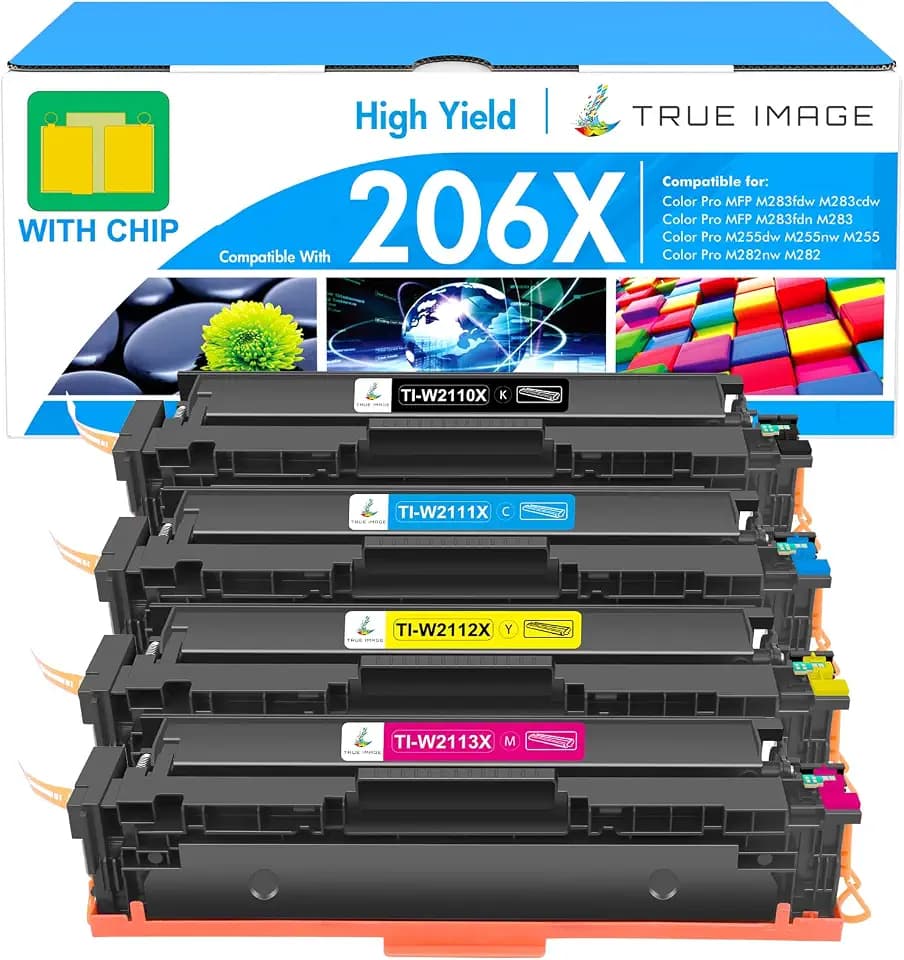 206X Toner Cartridges 4 Pack High Yield for HP 206A M283fdw M283cdw M255dw