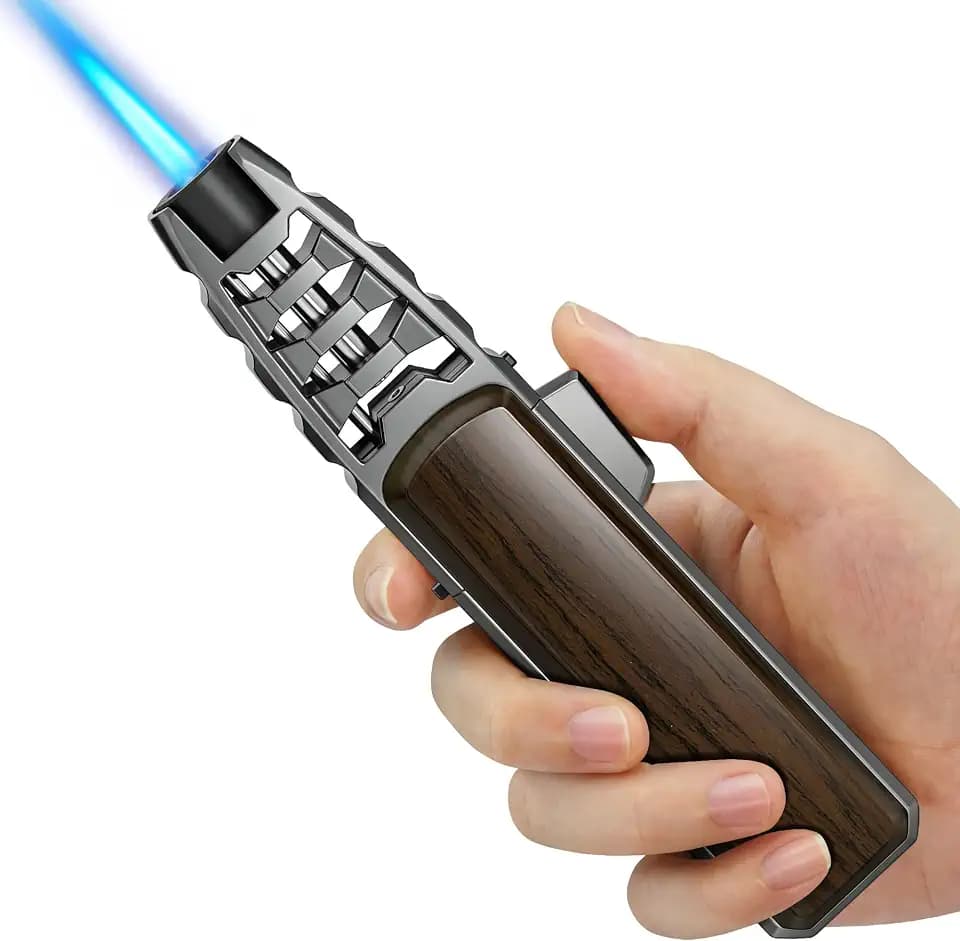 SAMNIU FireSaber Kitchen Solar Torch Butane Lighter, with safety lock, refillable & fits all gas tank, Adjustable Flame for Desserts, caramel pudding, grill, BBQ, Gift for men dad