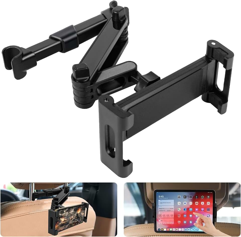 URAQT Tablet Halterung Auto, Universelle Ausziehbare 360° Drehung Tablet Halter Kopfstütze KFZ Tablet Halter Kopfstütze für Auto Rücksitz i-Pad Pro Air Tablets S-Witch Mini Tab Telefon 4.7-11 Zoll